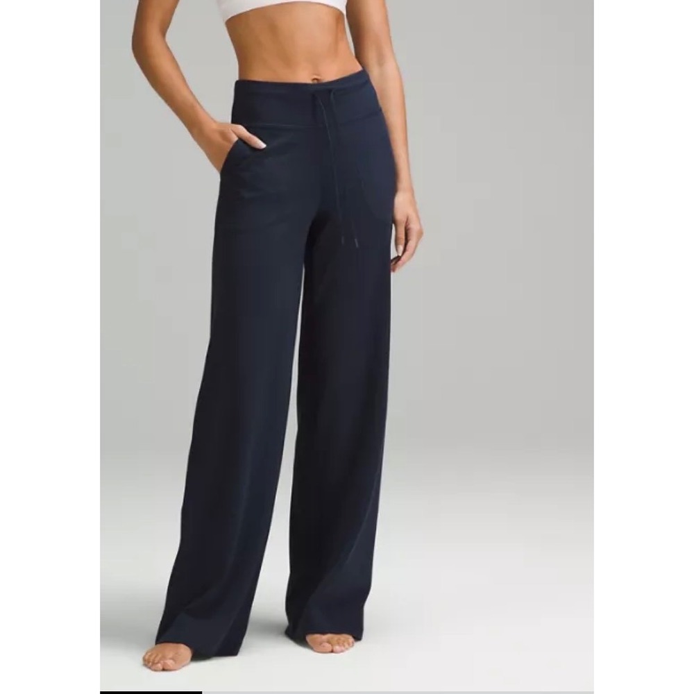 Lululemon Wide Leg Drawstring Yoga Pants Pockets Mid Rise Sz 4